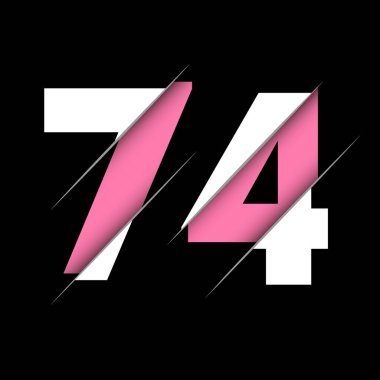74 74 Numara Yaratıcı Kesimi ve Siyah Çember Arkaplanı olan Logo Tasarımı. Yaratıcı logo tasarımı.
