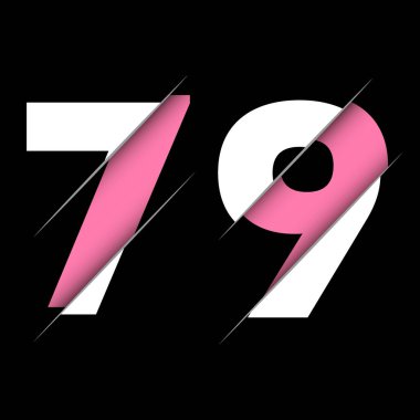 Yaratıcı Kesimi ve Siyah Çember Arkaplanı olan 79 79 numara Logo Tasarımı. Yaratıcı logo tasarımı.