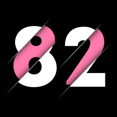Yaratıcı Kesimi ve Siyah Daire Arkaplanı olan 82 Numara Logo Tasarımı. Yaratıcı logo tasarımı.
