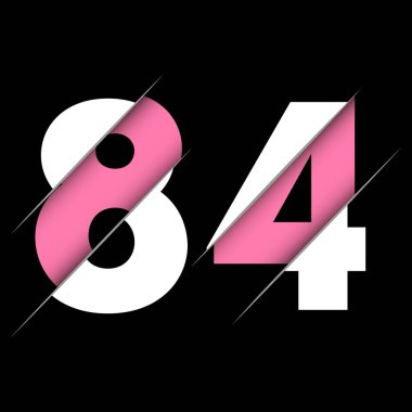 Yaratıcı Kesimi ve Siyah Daire Arkaplanı olan 84 numara logo tasarımı. Yaratıcı logo tasarımı.