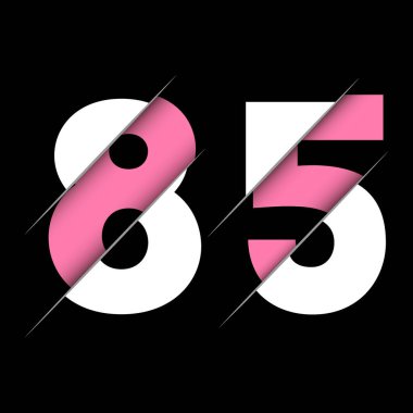 Yaratıcı Kesimi ve Siyah Daire Arkaplanı olan 85 85 Numaralı Logo Tasarımı. Yaratıcı logo tasarımı.