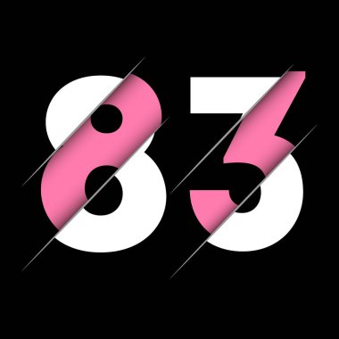 83 83 Numara Yaratıcı Kesimi ve Siyah Çember Arkaplanı olan Logo Tasarımı. Yaratıcı logo tasarımı.