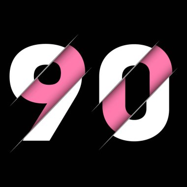 Yaratıcı Kesimi ve Siyah Çember Arkaplanı olan 90 90 Numara Logo Tasarımı. Yaratıcı logo tasarımı.