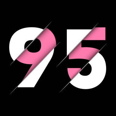 95 95 Numara Yaratıcı Kesimi ve Siyah Daire Arkaplanı olan Logo Tasarımı. Yaratıcı logo tasarımı.