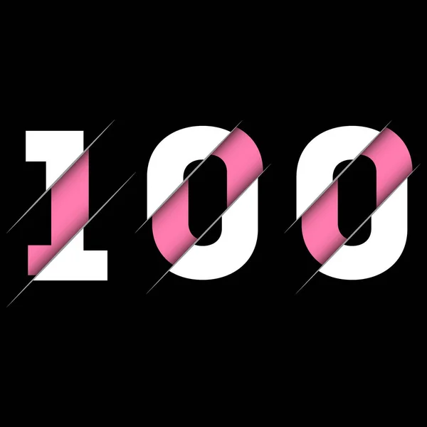 100 Zahl Logo Design Mit Einem Kreativen Schnitt Kreatives Logo — Stockvektor