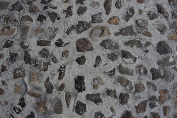 Šedá Textura Malých Kamenů Obklopených Bílým Cementem — Stock fotografie