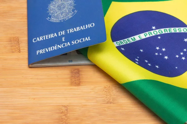 Lauro Freitas Brasile Luglio 2022 Bandiera Brasiliana Successivo Documento Lavoro — Foto Stock