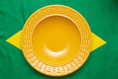 empty plate over brazilian flag - hunger in brazil