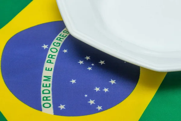 Empty Plate Brazilian Flag — Foto Stock