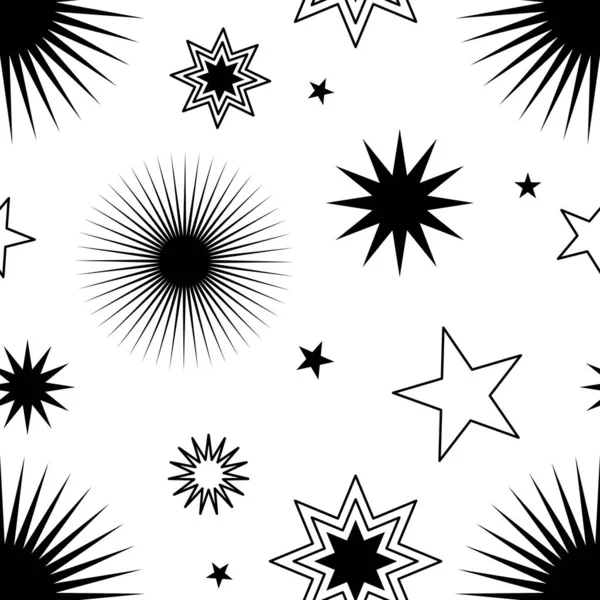 Seamless Stars Pattern Simple Fun Celestial Background Abstract Star Shapes — Vettoriale Stock