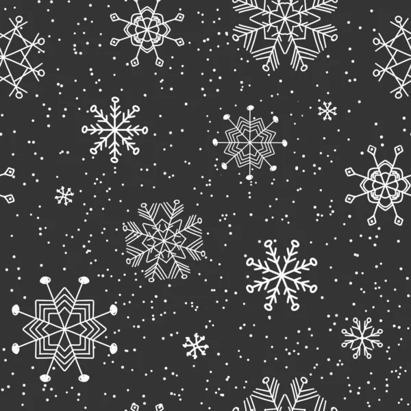 Снежинки текстуры в черно-белом бесшовном рисунке. Милый снегопад. Снежинка — стоковое фото