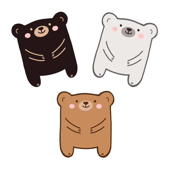 Set of three bears of color. Inclusivity concept for children in cute animals. Black, brown, and white bear together — Stock Photo, Image