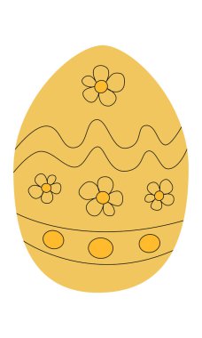 Süslü sarı paskalya yumurtası. Çiçekli ve kıvrımlı basit parlak yumurta şekli. Yumurta avı için Paskalya temalı element