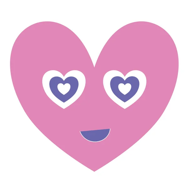 Emoji senyum manis dengan warna pastel. Romantis valentine karakter hari terisolasi pada putih. Merasa jatuh cinta selamanya - Stok Vektor
