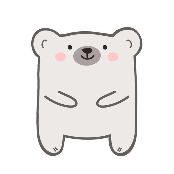 Bonito oso polar de dibujos animados con contorno. Adorable animal kawaii para vivero, habitación para niños o plantilla de invitación para recién nacidos —  Fotos de Stock