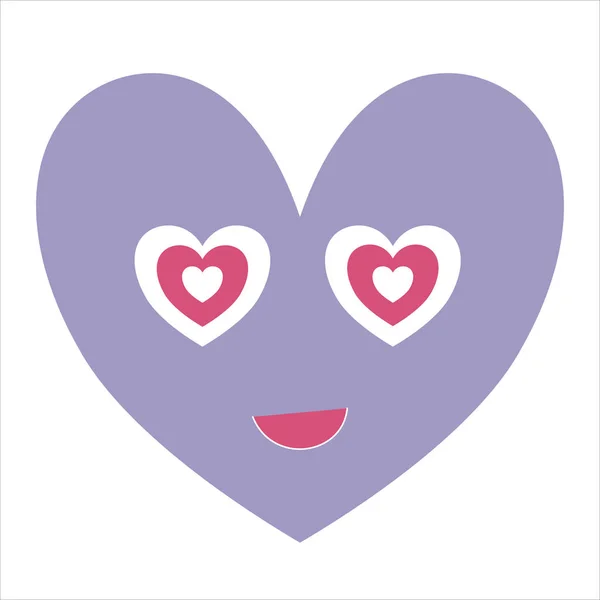Emoji senyum manis dengan warna pastel. Romantis valentine karakter hari terisolasi pada putih. Merasa jatuh cinta selamanya - Stok Vektor