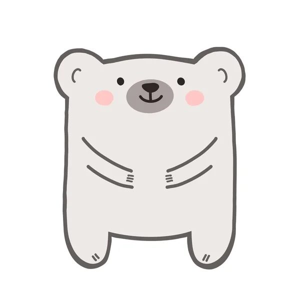 Cute cartoon polar bear with outline. Adorable kawaii animal for nursery, kids room, or newborn invitation template — Φωτογραφία Αρχείου