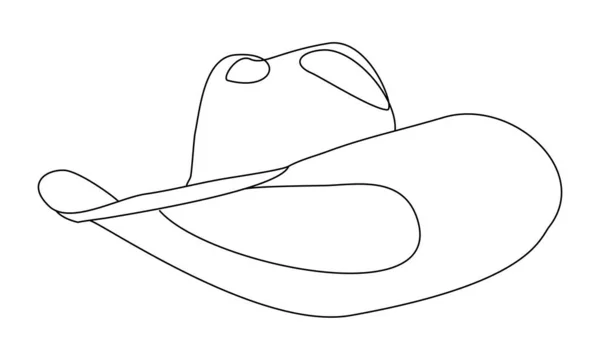 Cowboy hat silhouette. Continuous line drawing of gunslinger apparel. Cow boy hat drawn in simple minimalist outline — Stock Vector