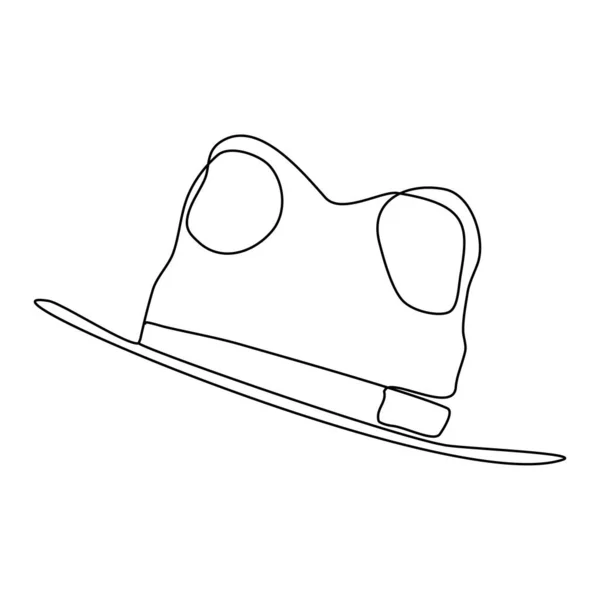 Silueta de sombrero de vaquero. Dibujo continuo de la línea de ropa de pistolero. Sombrero de niño de vaca dibujado en un esquema minimalista simple — Archivo Imágenes Vectoriales