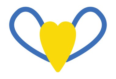 Ukrayna 'yı seviyorum. Kanatlı mavi ve sarı vektör kalpler, Ukrayna bayrağının renkleri