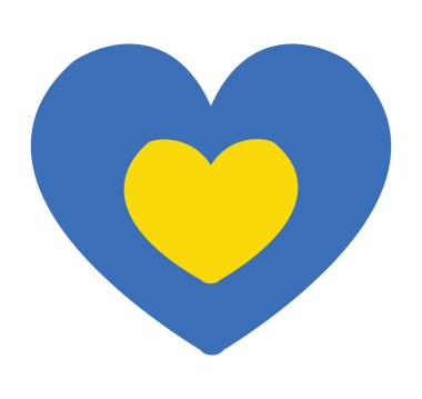 Ukrayna 'yı seviyorum. Mavi ve sarı vektör kalpler, Ukrayna bayrağının huzurlu renkleri