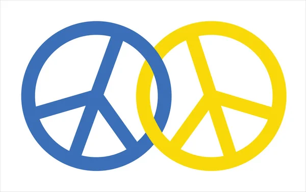 Pace per l'Ucraina elemento clipart. Segno pacifico vettore blu e giallo, colori della bandiera ucraina — Vettoriale Stock