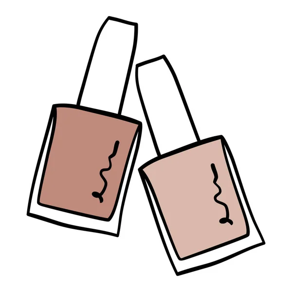 Silhouette de bouteilles de vernis à ongles pour l'industrie de la manucure. Flacon laque noire minimaliste en style contour dessiné à la main — Image vectorielle