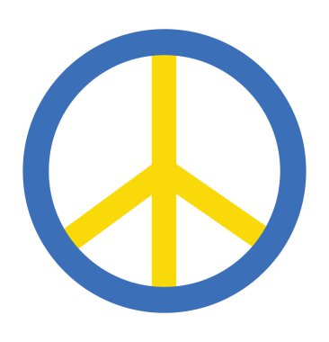 Ukrayna 'ya barış. Mavi ve sarı vektör işareti, Ukrayna bayrağının barışçıl renkleri