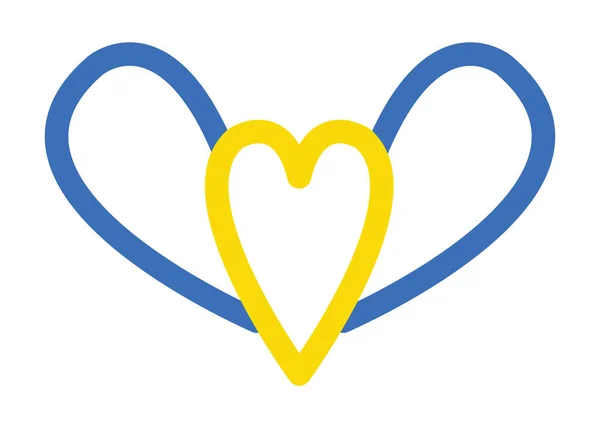 Cinta Ukraina elemen clipart. Biru dan kuning vektor hati dengan sayap, warna bendera Ukraina - Stok Vektor