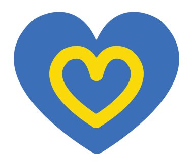 Ukrayna 'yı seviyorum. Mavi ve sarı vektör kalpler, Ukrayna bayrağının huzurlu renkleri