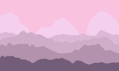 Soyut dağların günbatımı arka planı. Sabah dağlık arazi vektörü