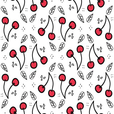 Tatlı kiraz tekrarlı desen. Yabanmersinli, pürüzsüz dokular. Taze sağlıklı besin maddeleri ile yaz motivasyonları