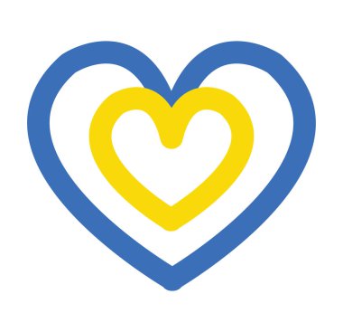 Ukrayna 'yı seviyorum. Mavi ve sarı vektör kalpler, Ukrayna bayrağının huzurlu renkleri