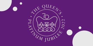 Platinum jubilee banner for 70 anniversary of the Queen Elizabeth II 2022. UK royal celebration poster, flyer, postcard clipart