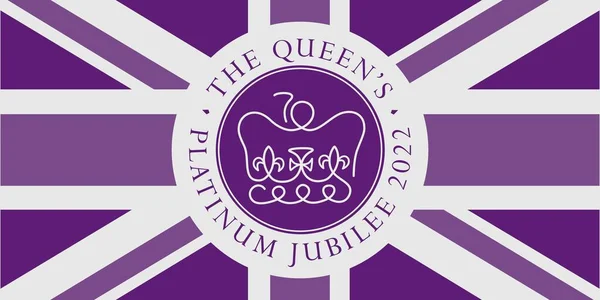 Platina jubileumi zászló II. Erzsébet királynő fennállásának 70. évfordulójára 2022. Egyesült Királyság királyi ünnepség plakát, szórólap, képeslap — Stock Fotó
