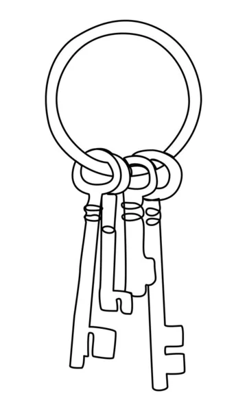 Durchgehende Linientastenzeichnung Handgezeichnete Minimalistische Schlüssel Auf Einer Ringillustration Für Den — Stockvektor