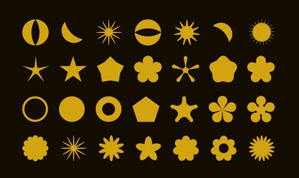 Arany Fólia Nap Hold Geometrikus Minimalista Grafikai Elemek Absztrakt Egyszerű — Stock Vector