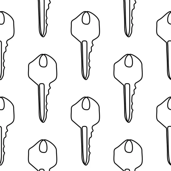 Keys Seamless Pattern Minimalist Continuous Line Key Background Vector Illustration — Vetor de Stock