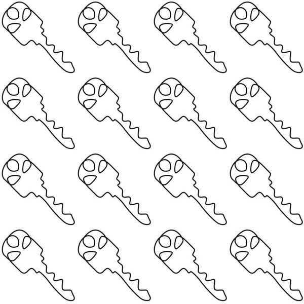 Keys Seamless Pattern Minimalist Continuous Line Key Background Vector Illustration — Vetor de Stock