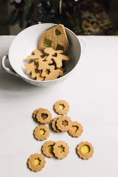 Cookies Noël Verre Teinté Bricolage Projet Culinaire Amusant Créatif Style — Photo