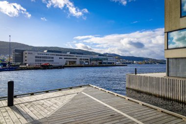 Norveç limanı manzaralı harika bir kasaba Bergen.