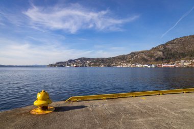 Norveç limanı manzaralı harika bir kasaba Bergen.
