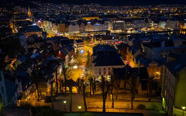 Solnedgång Över Den Underbara Staden Bergen Norge — Stockfoto