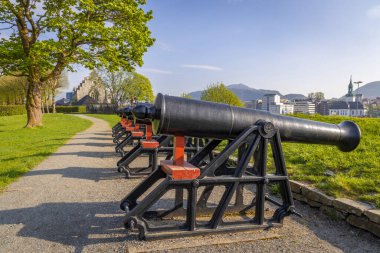 Bu fotoğraf Bergen, Norveç 'teki eski Bergens festivalinin ayrıntılarını gösteriyor.