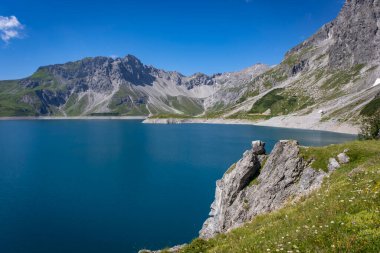 wonderful mountain walk around the lake Luenersee in Vorarlberg, Austria