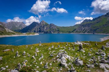 wonderful mountain walk around the lake Luenersee in Vorarlberg, Austria