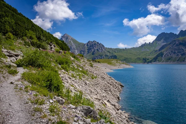 wonderful mountain walk around the lake Luenersee in Vorarlberg, Austria