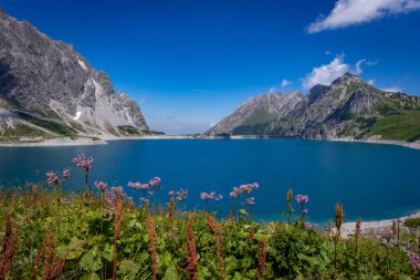 wonderful mountain walk around the lake Luenersee in Vorarlberg, Austria