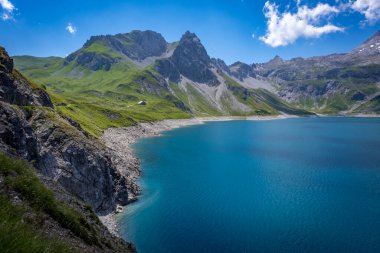 wonderful mountain walk around the lake Luenersee in Vorarlberg, Austria
