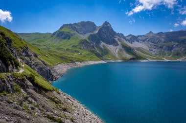 wonderful mountain walk around the lake Luenersee in Vorarlberg, Austria